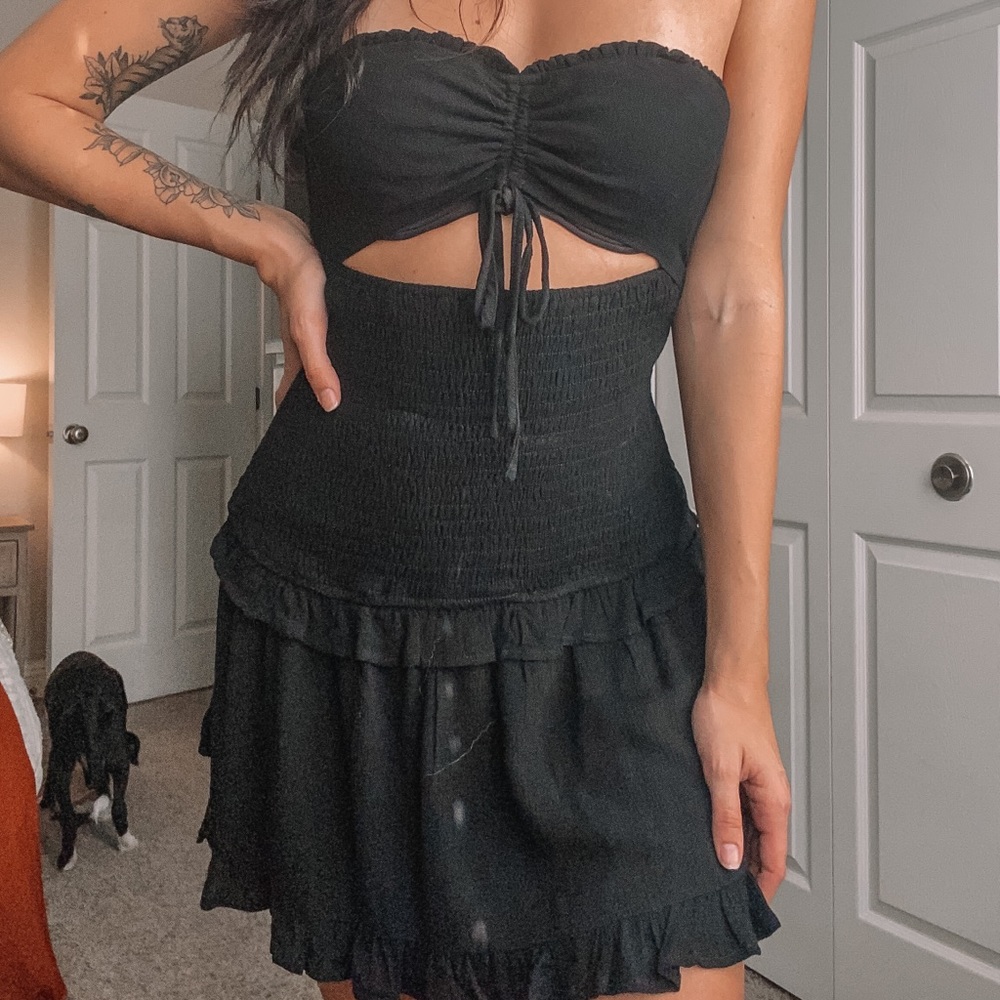Black Cutout Babydoll Dress
